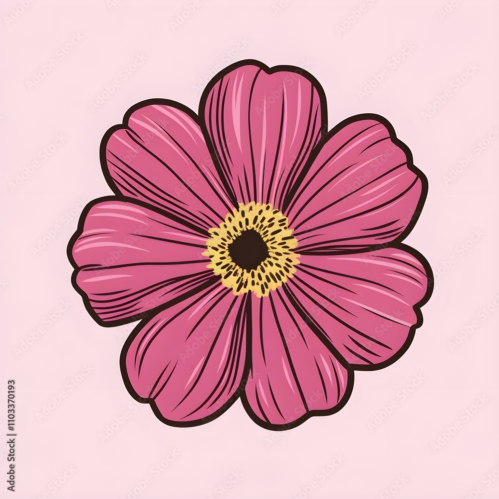 Vibrant pink flower soft pink background. Vibrant pink flower soft pink background.