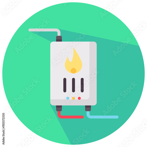 boiler dispenser round flat vector icon