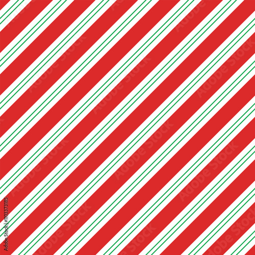 Candy cane background. Diagonal stripes seamless pattern. Peppermint wrapping texture. Red candy cane stripes. Vector illustration