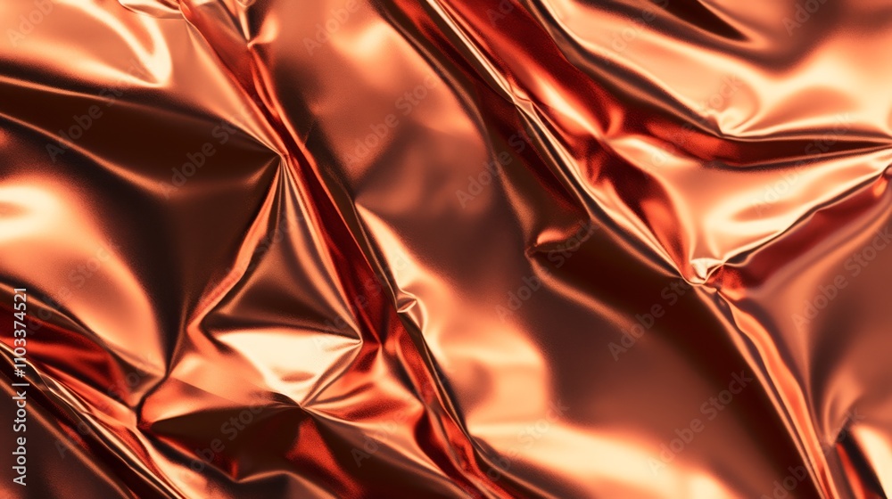 Fototapeta premium abstract luxury background with crumpled rose gold foil copy space.