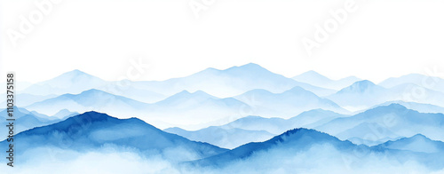 serene abstract vector illustration of blue mountains, showcasing various shades of blue and soft gradients. peaceful landscape evokes sense of calm and tranquility