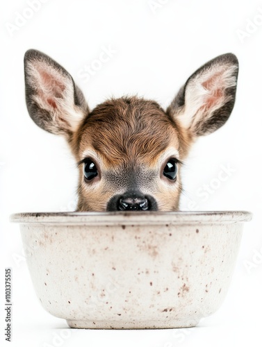 background,copy space,watercolor painting of a deer fawn,concept of new life and creation. photo