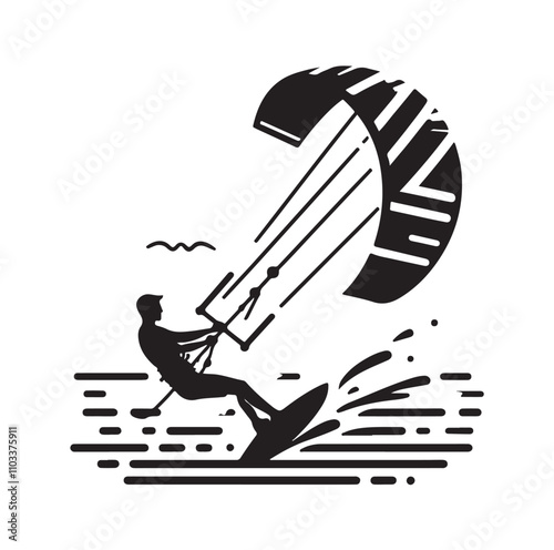kitesurfing silhouette illustration vector