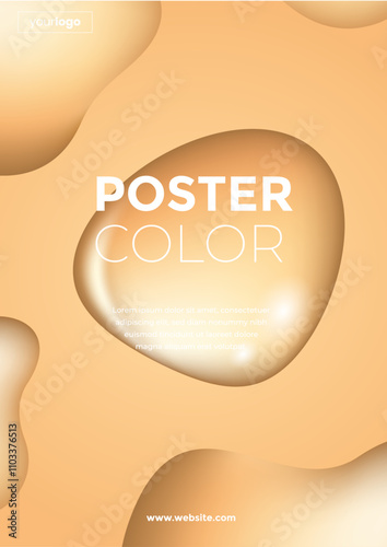 Orange abstract poster template, Orange Creative design 3d flow shape event poster template