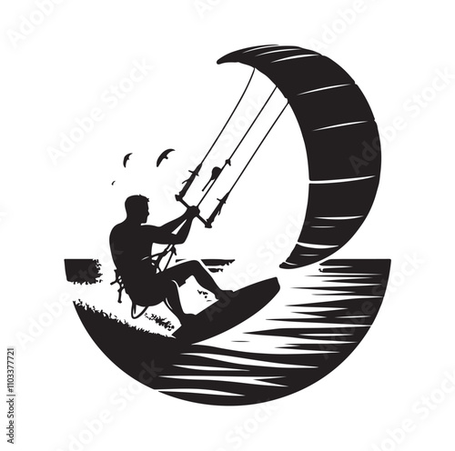 kitesurfing silhouette illustration vector