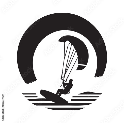kitesurfing silhouette illustration vector