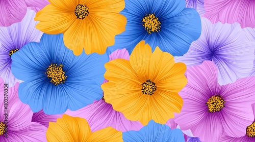 Wallpaper Mural Vibrant Floral Backdrop with Colorful Blooming Flowers in Spring or Summer Garden Torontodigital.ca