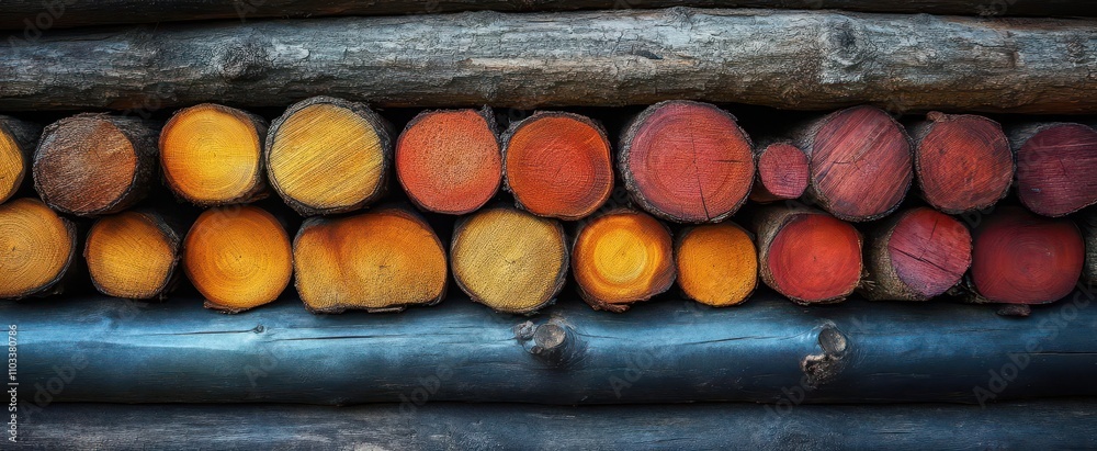 gradient colored wooden log wall texture showcasing natural grains and hues creating a warm and inviting atmosphere ideal for rustic design themes gradient colored wooden log wall texture showcasing natural grains and hues creating a warm and inviting atmosphere ideal for rustic design themes