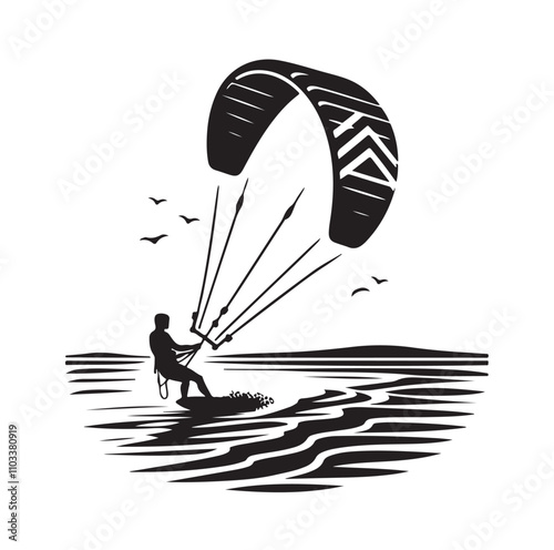 kitesurfing silhouette illustration vector