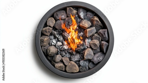 Fire pit poker on a white background, top view, sharp details photo