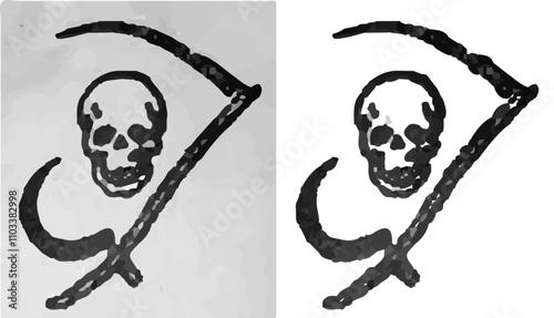 Antiguo impreso de muerte, advertencia