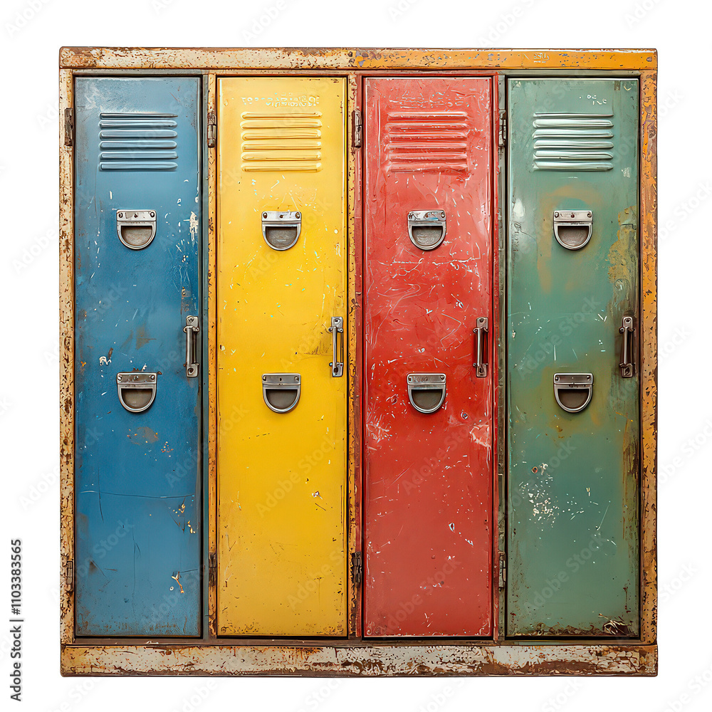metal school lockers isolated on transparent background metal school lockers isolated on transparent background