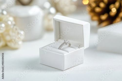 Diamond Engagement Ring In White Gift Box