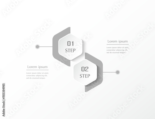 Creative infographic template with 2 steps, options, parts or processes.