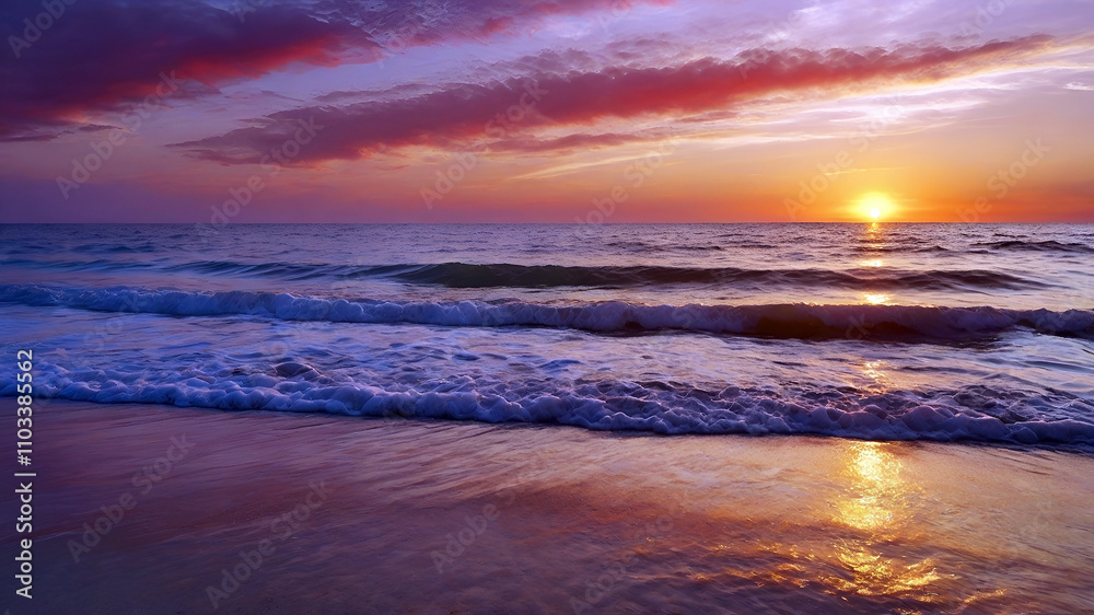 Beautiful sunset over the sea. Clear sandy beach and evening sunset over the sea. Beautiful sunset over the sea. Clear sandy beach and evening sunset over the sea.