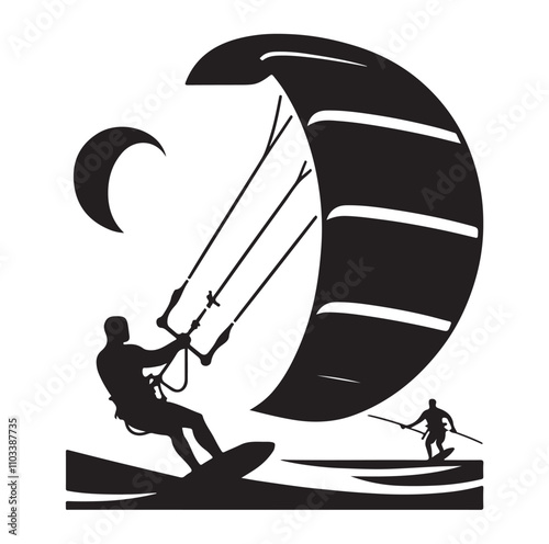 kitesurfing silhouette illustration vector