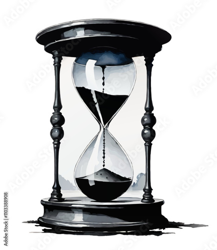 hourglass isolated on white, ink sketch vector