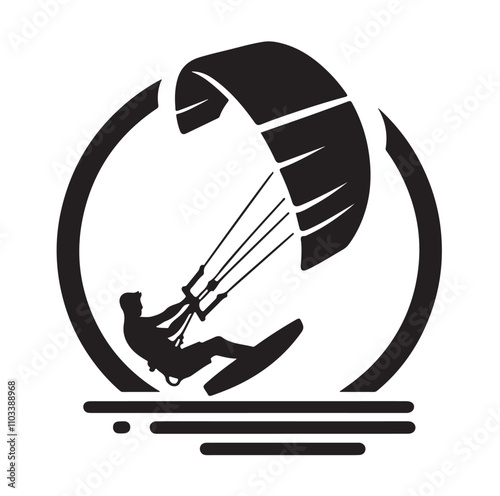 kitesurfing silhouette illustration vector