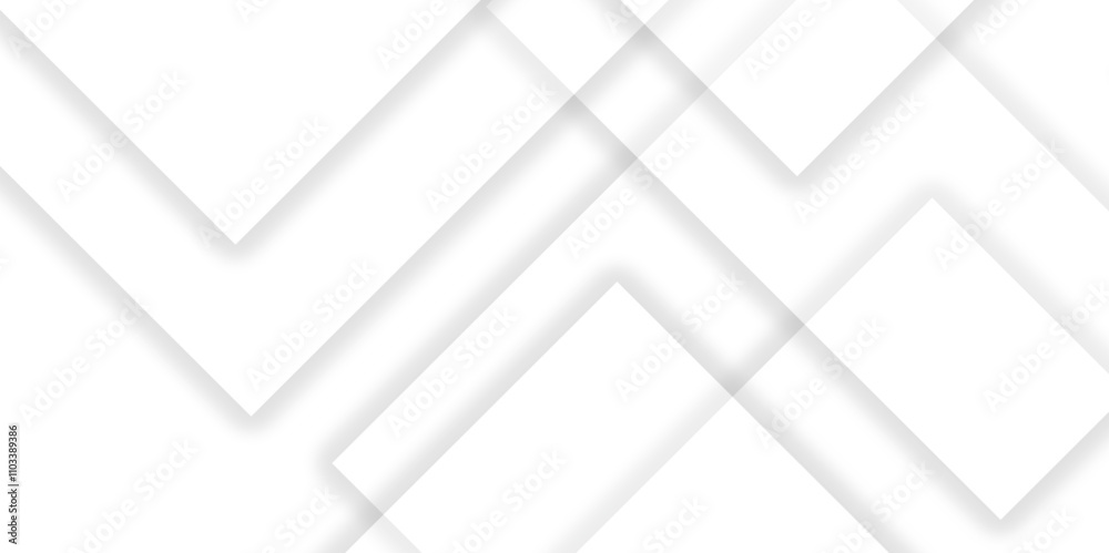 Abstract white background design with layers of textured white transparent material in triangle and squares shapes. White color technology concept geometric line vector white light grey background.	
