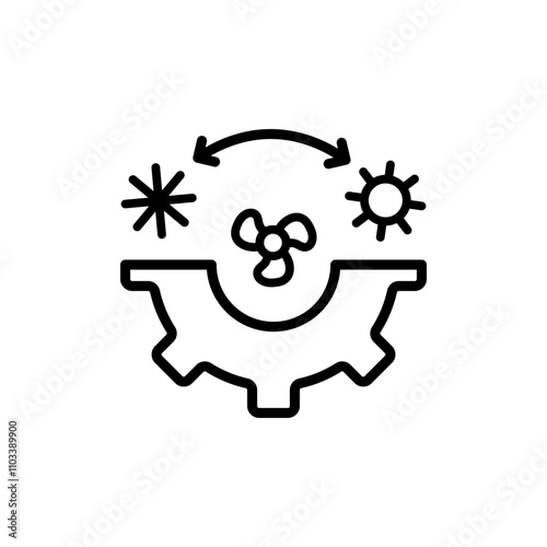 HVAC logo is heating, ventilation and air conditioning company or business. Hvac system linear icon. Simple concept for your logo web mobile app UI design. Vector outline illustration.