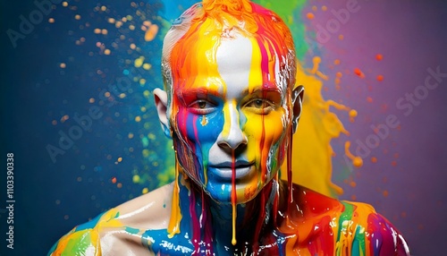 LGBTQ+ paint on a man