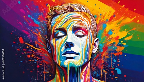 LGBTQ+ paint on a man