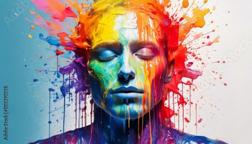 LGBTQ+ paint on a man