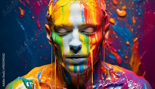 LGBTQ+ paint on a man