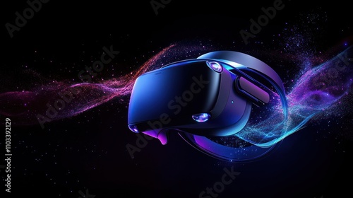 virtual reality headset with vibrant cosmic effects.