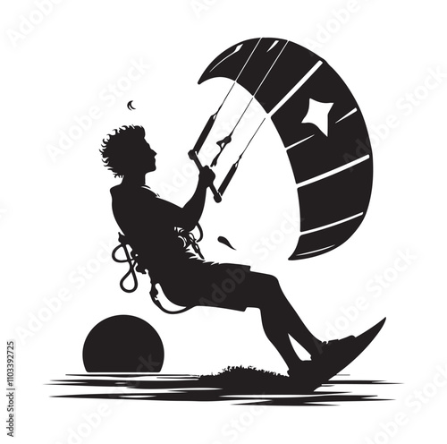 kitesurfing silhouette illustration vector