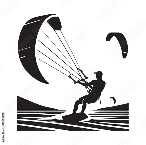 kitesurfing silhouette illustration vector