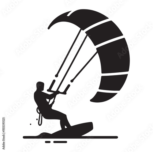 kitesurfing silhouette illustration vector