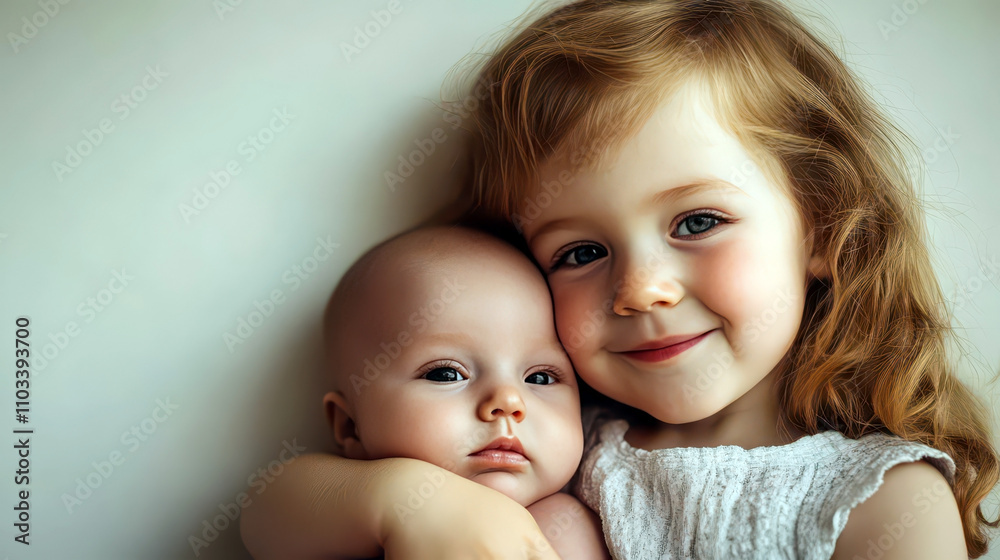 Heartwarming moments of Siblings day celebration with loving sister and baby. Happy Children's Day Heartwarming moments of Siblings day celebration with loving sister and baby. Happy Children's Day
