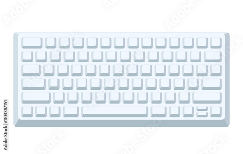 White keyboard without letters in minimalist voluminous style