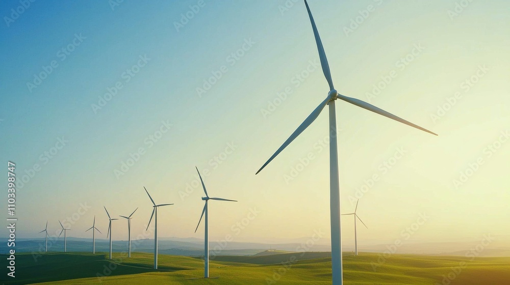 Renewable energy development wind farm landscape green environment aerial view sustainable concept