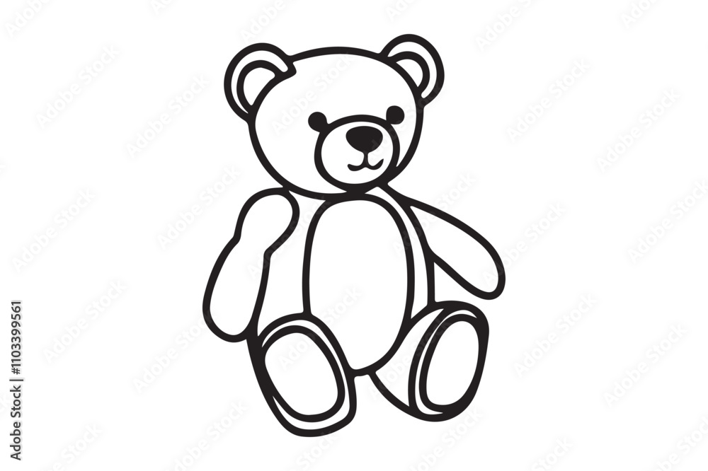 Obraz premium Cute Teddy Bear Toy Silhouette Vector Illustration.
