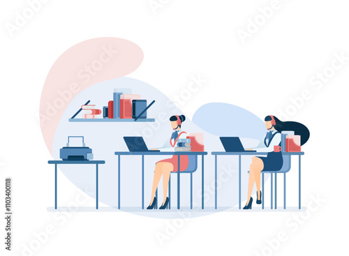Support Service Help Assistance Guidance. Technical Support Female Worker with Heaphones From Customer Service