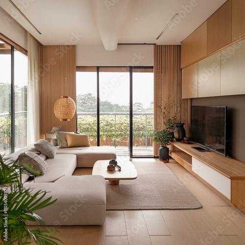 Japandi Serenity  Minimalist Design for a Modern Living Room