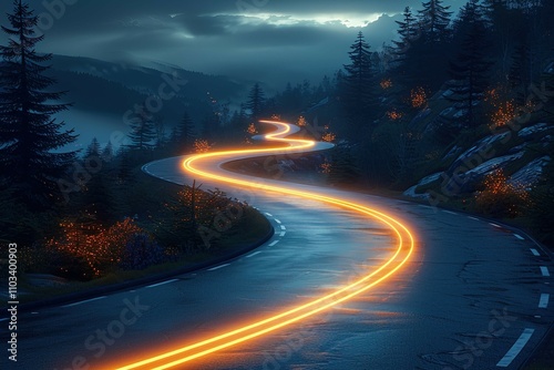 Colorful light trails with motion effect. Car high speed light lines