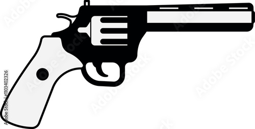 A black and white image of a gun