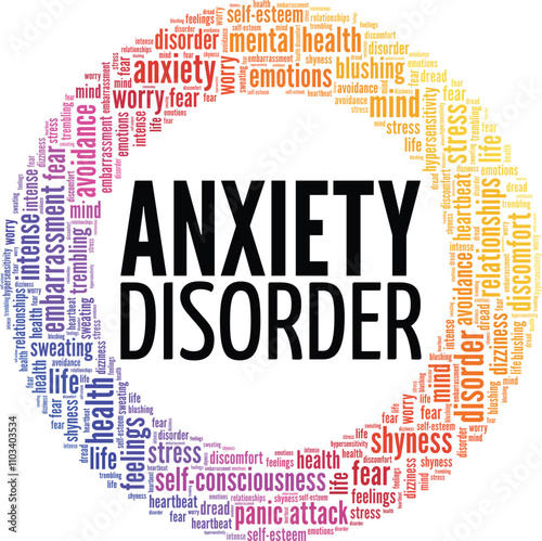 Anxiety Disorder word cloud conceptual design isolated on white background.