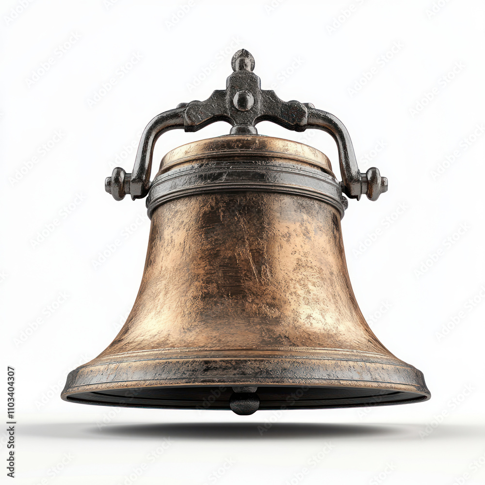 Fototapeta premium Brass bell isolated on white background
