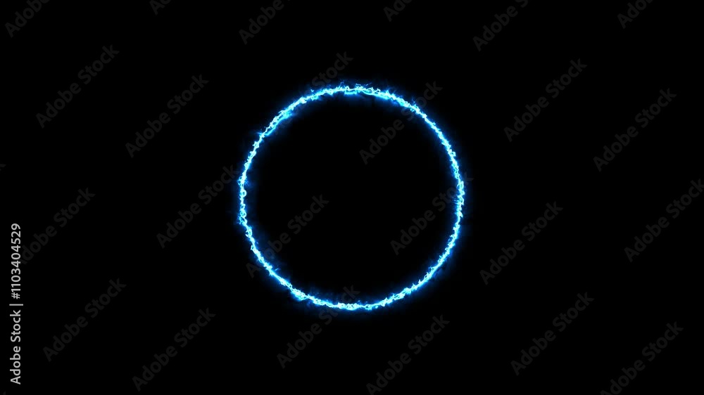 Blue plasma portal opening and closing against dark background. Animation. 3D.