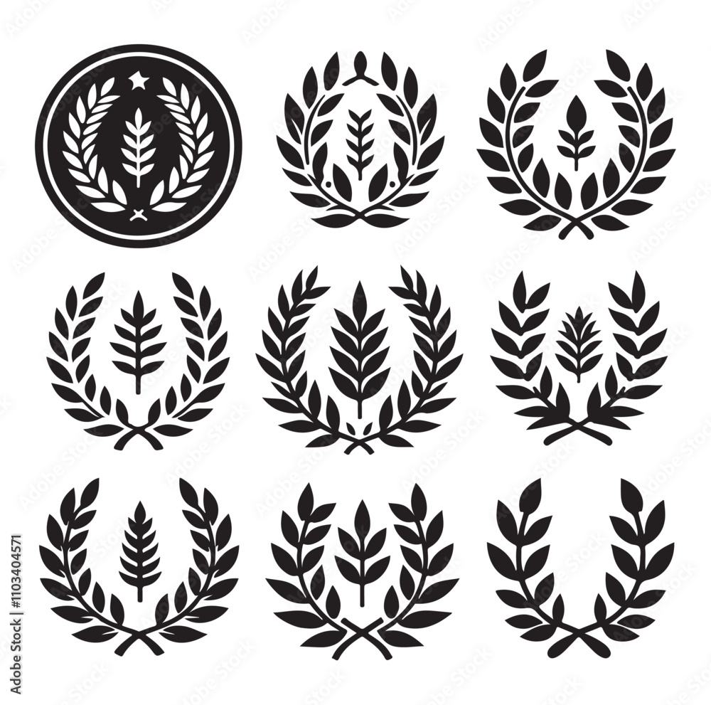 Fototapeta premium laurel sign silhouette illustration vector