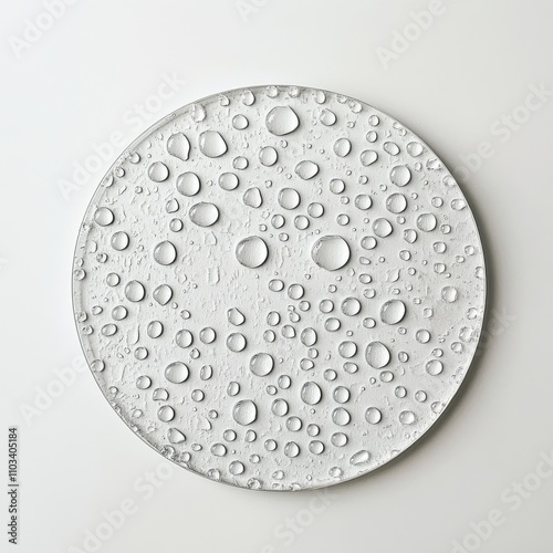 A round drop of transparent cosmetic gel on a white background. 3D rendering of a beauty product liquid sample with bubbles. photo