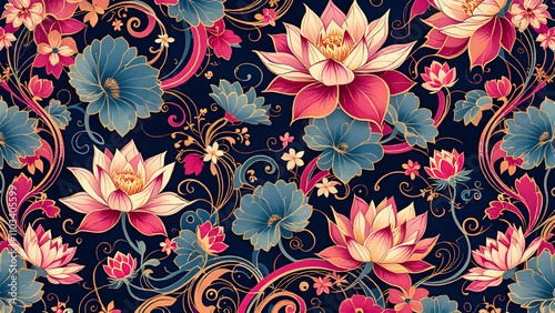 Lotus Blossoms Elegance texture thai silk