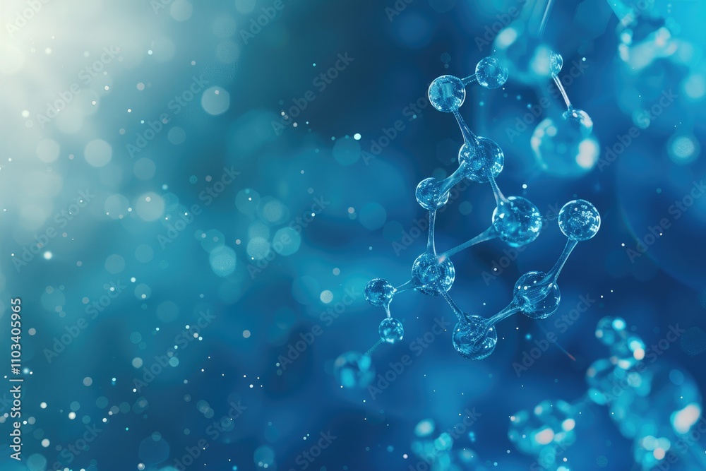 Abstract representation of molecular structures in a blue-toned environment. Abstract representation of molecular structures in a blue-toned environment.