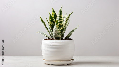 Sansevieria Plant in White Pot