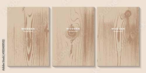 Set of wooden textures. White oak wood grain. Pale background with wood annual rings texture. Poster with tree ring pattern. Cross-sectional imprint of a tree trunk. Wooden concentric circles