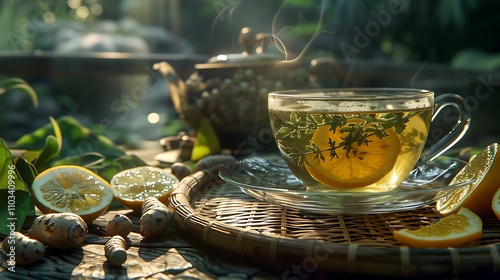 Warming green tea infused with ginseng and citrus